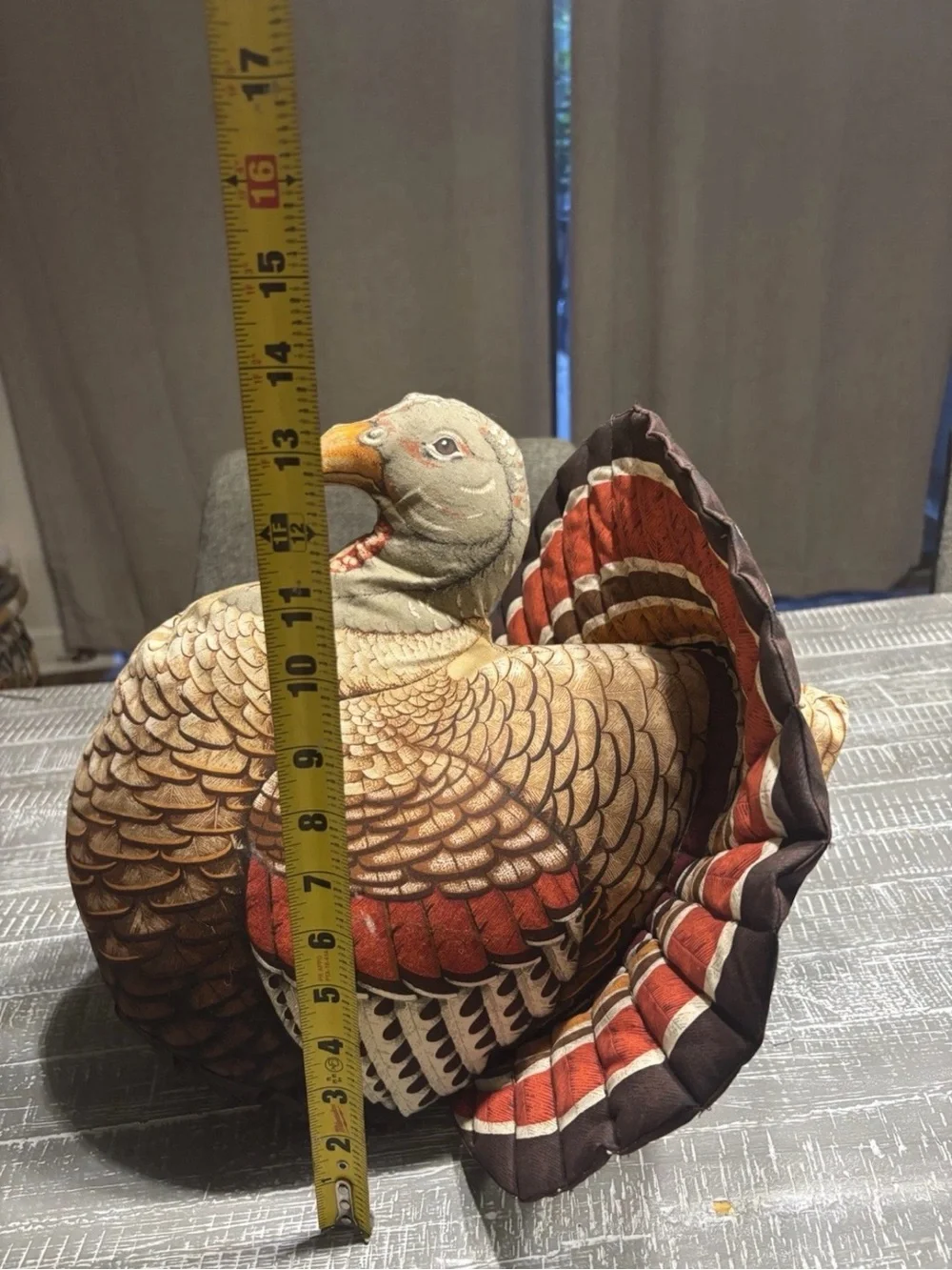 Vintage Stuffed Turkey Thanksgiving Decor Centerpiece Fabric